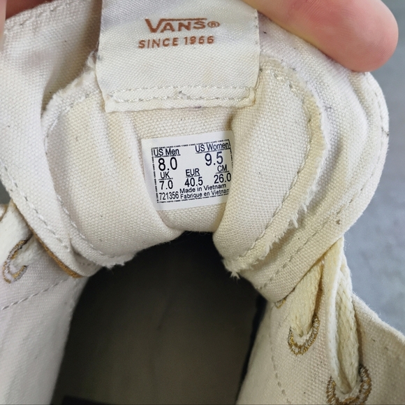 Vans X Peace Leaf Eco High Top Sneakers Womens 9.5 Mens 8 Hemp Blend Sustainable - Picture 14 of 15